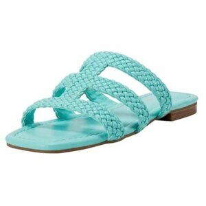 Bandolino Womens Sumer Flat Sandals Light Blue Woven Straps Size 9 NEW